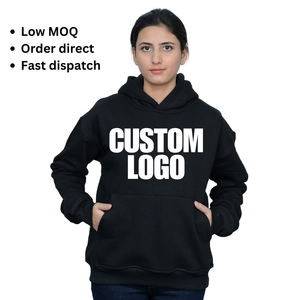 Sudaderas Extra Grandes de Algodón para Mujer, Color Negro, con Logotipo Personalizado, 400 gsm, MOQ Bajo, Precio Competitivo, Listas para Enviar, Impresión por Serigrafía, Bordado - Product Image 1