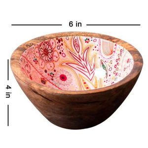 Vaisselle de forme personnalisée de la meilleure qualité bol de service alimentaire travail en bois et en émail bol de fruits et de dattes alimentaires classiques d'Indien - Product Image 3