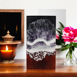 โกศเผาศพโรสวูดทำด้วยมือสีดำและสีขาวน้ำไหลออกแบบคลื่นเรซินฝังโกศเผาศพ - Product Image 5