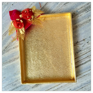 Grand plateau rectangulaire en marbre avec poignées en métal doré et bordure à volants dorés Plateau en marbre de service au design unique de meilleure qualité - Product Image 5