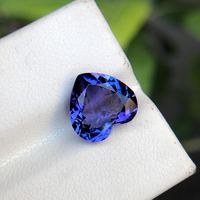 Pierre précieuse Tanzanite naturelle taille cœur, bleu vif, certifiée Super Blanc D VVS, 200g, avec jeu de couleurs, pierre de collection rare de luxe