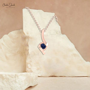 จี้ไพลินเม็ดเดี่ยวสีทอง14K tcw สีฟ้า0.23 4mm ตัดอัญมณีเพชรเม็ดเดี่ยวน่ารักสไตล์สวยขายส่ง - Product Image 6