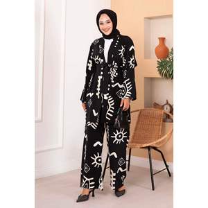 Hijab en Viscose à Motifs 2 Pièces Ensemble Noir - Product Image 4