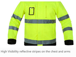 เสื้อแจ็กเก็ตสำหรับงานก่อสร้างของผู้ชายเสื้อทำงานสร้างความปลอดภัยสะท้อนแสงมีหลายกระเป๋าโลโก้ออกแบบได้ตามต้องการ - Product Image 6