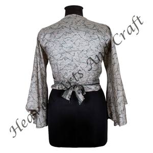 Alluring Poly Silk Wrap Tie <b>Top</b> Dress <b>For</b> <b>Women</b> Dress Set Long Bell Sleeve Wrap <b>Top</b> Printed High Waist - Product Image 3