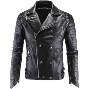 New Arrival Male Stylish Slim Fitted With Solid Motorcycle <b>Jacket</b> Casual Oversize Leather Outdoor Full <b>Zip</b> <b>up</b> <b>Jackets</b> for Men - Product Image 1