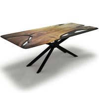 Rechteckiger Massivholz-Klapptisch mit Epoxidharz-Metallbeinen für Restaurant, Hotel, Einkaufszentrum, Modernes Design, Maßgefertigter Esstisch