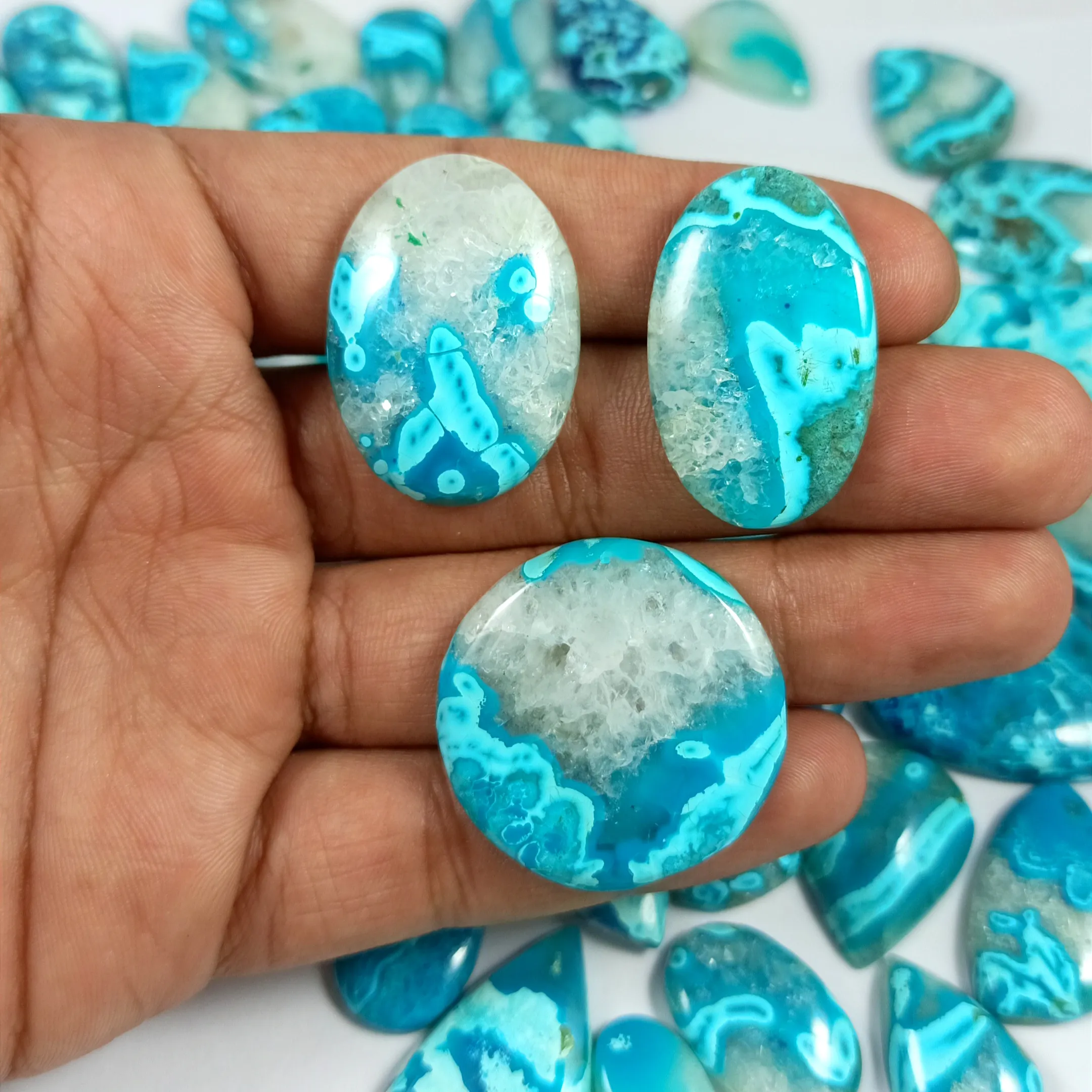 Natural Shattuckite Cabochon Grosir Batu Permata Shattuckite Batu Permata Longgar untuk Membuat Perhiasan