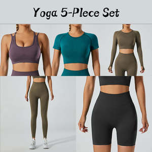 ชุดออกกำลังกายแบบไร้ตะเข็บสำหรับผู้หญิงชุดออกกำลังกายเล่นโยคะชุดออกกำลังแบบปรับแต่งได้5ชิ้น2025 - Product Image 6