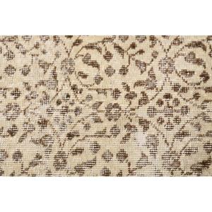 Tapis turc vintage, tapis de 3,4 x 6,7 pieds, tapis oriental en laine brun et blanc - Product Image 5