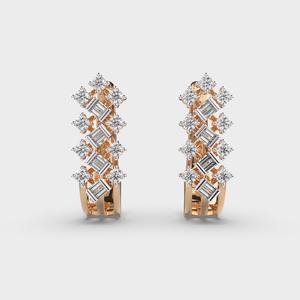 Pendientes de Aro con Diamantes Baguette de Corte Mixto Personalizados OEM, Oro Rosa/Amarillo/Blanco de 14K con Baño de Rodio, Regalo de Boda, Joyería Fina - Product Image 5