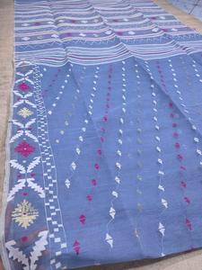 Exclusivo Deshi Dhakai Jamdani Sharee Calidad de exportación para mujeres TELA JAMDANI Azul ROJO VERDE Dorado de Bangladesh - Product Image 2