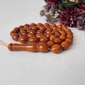 Perles de prière islamiques vintage marron, 45 perles d'ambre de la Baltique, Tasbih - Product Image 3