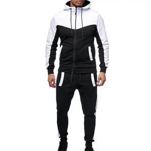 Chándales personalizados de invierno para hombre, chándales de algodón ajustados lisos con estampado de retazos a la moda para correr - Product Image 5