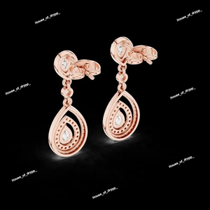 Pendientes Largos de Plata con Doble Lágrima y Diamantes de Moissanita, Diseño Elegante y Lujoso para Fiestas - Product Image 2