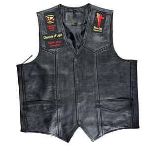 Vintage cuir gilet hommes noir chrétien motard patchs broderie Moto Top qualité sur mesure nouveau Style 2025 gilets personnalisés - Product Image 1