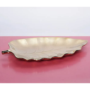 Plato de diseño de hoja de palma, decoración clásica para el hogar, servidor de comida, plato de postre, bandeja de comida de Metal de aluminio Vintage, plato - Product Image 4