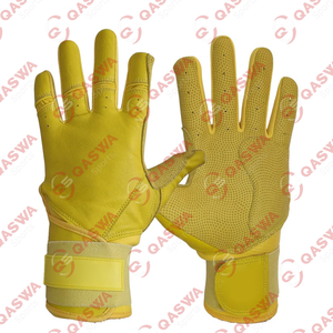 Gants de frappe de baseball professionnels unisexes, manchette longue, cuir de vachette jaune, poignée antidérapante, respirante et flexible pour unisexe - Product Image 1
