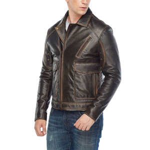 Men's High Quality <b>Genuine</b> Cow Skin Leather Jacket Breathable Stand Collar Front Logo Custom Logo Option Custom Color Jacket - Product Image 6