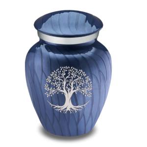 Urnes funéraires en aluminium avec bande autocollante blanche en étain et émail de couleur bleue. - Product Image 1