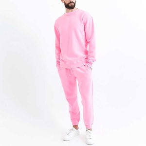 Ensemble de survêtement en molleton décontracté pour homme personnalisable, 100% coton, pull-over, ensemble de survêtement léger, écologique, taille plus, respirant - Product Image 1