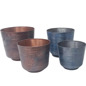 Maceta de hierro en forma redonda para el hogar, balcón y jardín, maceta para jardín, Patio, interior, exterior, producto a granel hecho a mano - Product Image 1