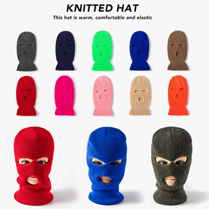 Logo personnalisé unisexe broderie vierge 3 trous réglable coupe-vent cagoule de ski en tricot Msk - Product Image 2