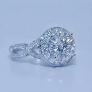 Anillo de boda de compromiso de plata elegante de lujo para mujer, alta calidad, personalizado, corte ovalado, Moissanite, incrustaciones de diamantes, princesa clásica - Product Image 2