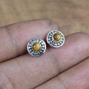 Boucles d'oreilles pour femmes et filles Oeil de tigre Pierre précieuse 925 Argent sterling massif Meilleur design pour mariage Boucles d'oreilles fines Bijoux - Product Image 5