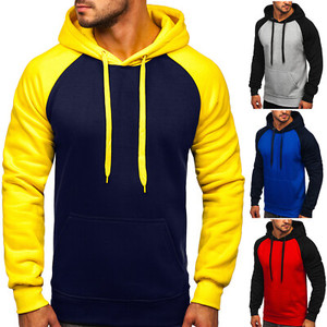 Sudadera con Capucha para Hombre, Color Naranja y Negro, Manga Raglán, Estilo Casual, Felpa, Corte Regular, Color Sólido, Ropa de Otoño, Servicio OEM - Product Image 2