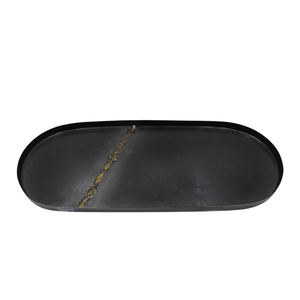 Juego de 3 bandejas redondas galvanizadas, bandeja de cristal de tamaño mediano, Color gris, para Decoración de mesa y restaurante - Product Image 3