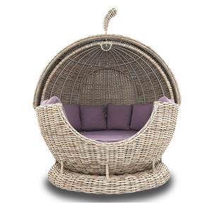 Encantadora y resistente cama de día tejida de ratán natural forma de Casa de hadas para sala de estar o jardín - Product Image 1