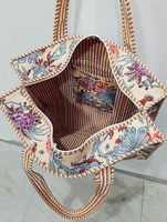 Bolso Tote de Lona Color Durazno Hecho a Mano para Mujer, Ecológico, Ligero, Acolchado, con Estampado de Aves, Personalizable, con Cremallera, a la Moda, para Verano