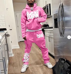 Custom 2 Piece Flared Sweatpants And Hoodie Hip Hop Streetwear Sets Tracksuit For Men - Product Image 2