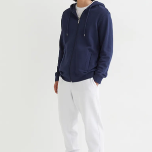 100% Cotton Winter Warm Solid Color Cotton Fleece <b>Men</b> Pullover Thermal Hoodies - Product Image 2