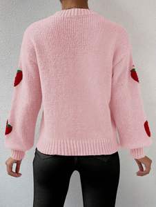 Pull-over en laine chaud pour femmes en hiver, hauts décontractés tricotés sans couture avec un motif imprimé élégant, vente en gros sur mesure - Product Image 5