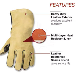 Guantes de trabajo de cuero de vaca de la mejor calidad 2025 Guantes de seguridad de soldadura y uso diario de estilo liso - Product Image 2