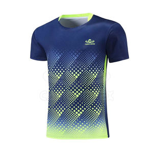 Uniforme de tennis professionnel pour homme sur mesure, à manches courtes, respirant, tissu écologique à séchage rapide, logo sur le devant, tenue d'équipe - Product Image 4