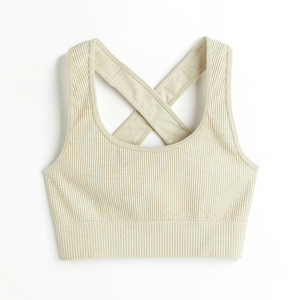 Sujetador deportivo transpirable sin mangas para mujer, ropa deportiva para gimnasio, con estampado de logotipo personalizado, cuello redondo, multicolor - Product Image 1