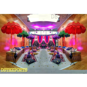 Configuración de Mehndi marroquí con camas y sombrillas Camas y sombrillas marroquíes nocturnas Sangeet La mejor configuración de Mehndi con cama marroquí Australia - Product Image 1