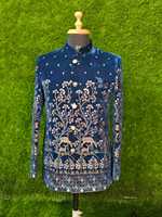 Vêtements islamiques de haute qualité en velours indo-occidental Sherwani Kurta pour mariage Robe musulmane avec costumes pour hommes