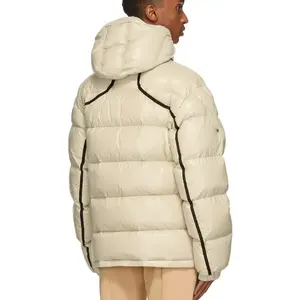 Unique Custom <b>Sherpa</b> Puffer Jacket Two Tone Patchwork Oversized Winter <b>Hoodie</b> with Vintage Style Button Stand Decoration - Product Image 3