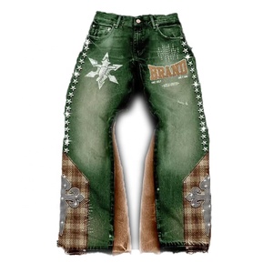 Conjunto de Chaqueta Vaquera y Jeans Acampanados Personalizados 2026 para Hombre, Estilo Urbano Vintage con Parches y Estampado, Cintura Media, Corte Regular, Bordado de Invierno - Product Image 5