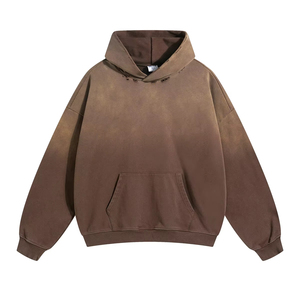 Sudadera con Capucha de Algodón Grueso Lavado a la Piedra, Sudadera Extra Grande con Bolsillo Delantero Tipo Canguro, Sudadera con Efecto Desgastado por el Sol - Product Image 5