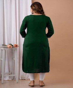 Kurta en coton fantaisie avec broderie, pour un usage quotidien, séchage rapide, en stock, prix de gros, vêtement ethnique, vert - Product Image 3