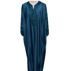 Thobe Jubba Kandora Djellaba bleu marocain pour homme, vêtement musulman traditionnel, coupe régulière, manches régulières, adulte, brodé, été - Product Image 2