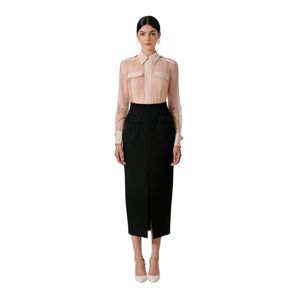 RUTH PENCIL JUPE 85% Polyester 15% Spandex Ensemble de Luxe pour Femmes Meilleur Prix Qualité Noir et Blanc Jupe Avant Split En Stock - Product Image 1