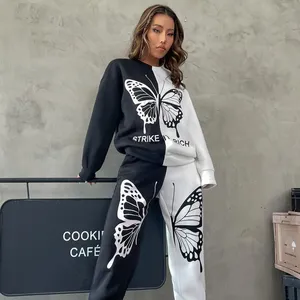 Ensemble de sweat à capuche à points contrastés personnalisé pour hommes ensembles de jogging en coton deux pièces sérigraphie survêtement Streetwear survêtement décontracté - Product Image 1