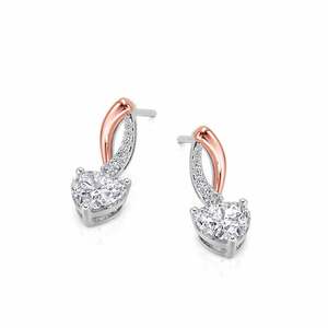 Pendientes Jeulia Amore de dos tonos con forma de corazón en plata de ley - Product Image 3
