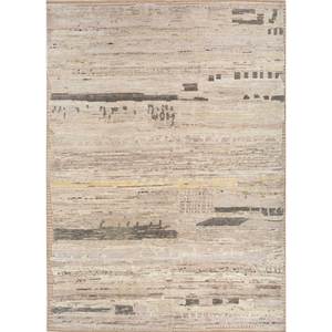 Tapis afghan en laine Blythe Ivory Classic Tabriz Style 9x12, noué à la main, motif abstrait, pour la maison, le salon, le couloir, pour adolescents - Product Image 1